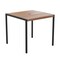Merrick Lane Faux Teak Outdoor Dining Table with Powder Coated Steel Frame and Umbrella Hole